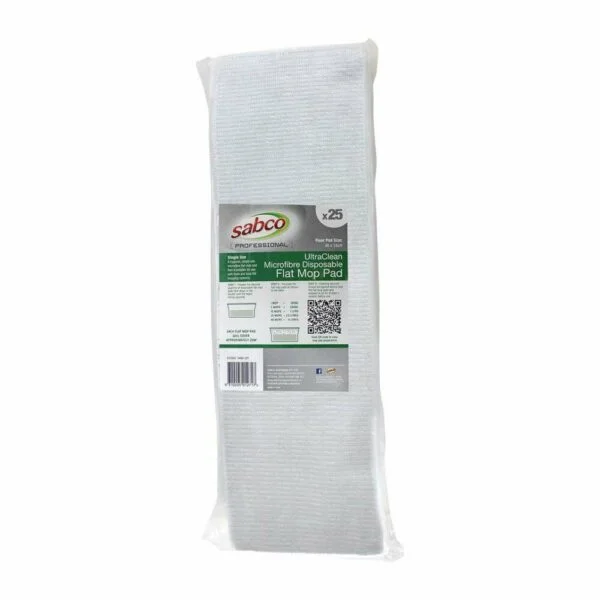 Sabco Professional Ultraclean Disposable Microfibre Flat Mop Pads - 25pk